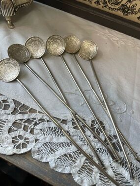 Vintage Silver Spoons Aztec calendar stamped Sterling Mexico set